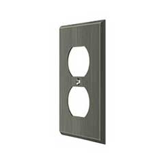 Deltana [SWP4752U15A] Solid Brass Wall Plug Plate Cover - Double Outlet - Antique Nickel Finish