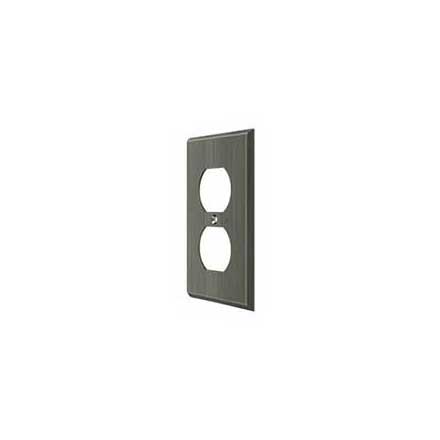 Deltana [SWP4752U15A] Solid Brass Wall Plug Plate Cover - Double Outlet - Antique Nickel Finish