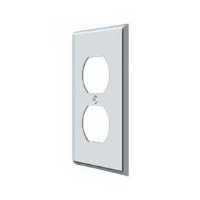 Deltana [SWP4752U26] Solid Brass Wall Plug Plate Cover - Double Outlet - Polished Chrome Finish