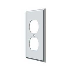 Deltana [SWP4752U26] Solid Brass Wall Plug Plate Cover - Double Outlet - Polished Chrome Finish