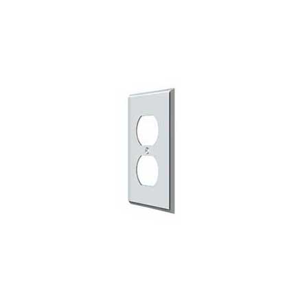 Deltana [SWP4752U26] Solid Brass Wall Plug Plate Cover - Double Outlet - Polished Chrome Finish