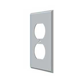 Deltana [SWP4752U26D] Solid Brass Wall Plug Plate Cover - Double Outlet - Brushed Chrome Finish
