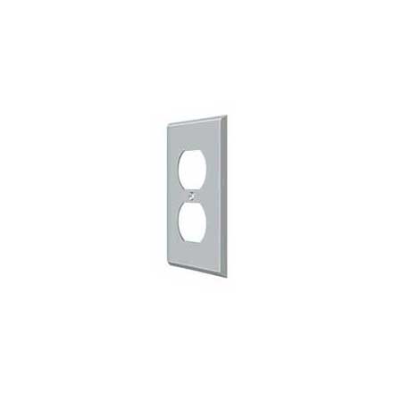 Deltana [SWP4752U26D] Solid Brass Wall Plug Plate Cover - Double Outlet - Brushed Chrome Finish