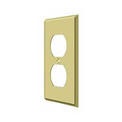 Deltana [SWP4752U3] Solid Brass Wall Plug Plate Cover - Double Outlet - Polished Brass Finish