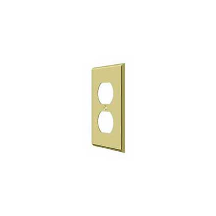 Deltana [SWP4752U3] Solid Brass Wall Plug Plate Cover - Double Outlet - Polished Brass Finish