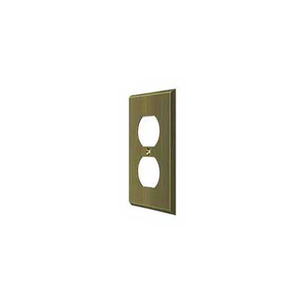 Deltana [SWP4752U5] Solid Brass Wall Plug Plate Cover - Double Outlet - Antique Brass Finish