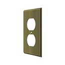 Deltana [SWP4752U5] Solid Brass Wall Plug Plate Cover - Double Outlet - Antique Brass Finish