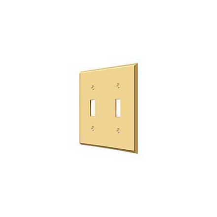 Deltana [SWP4761CR003] Solid Brass Wall Switch Plate Cover - Double Standard - Polished Brass (PVD) Finish