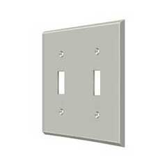 Deltana [SWP4761U15] Solid Brass Wall Switch Plate Cover - Double Standard - Brushed Nickel Finish