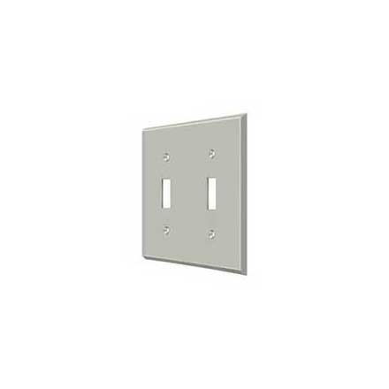 Deltana [SWP4761U15] Solid Brass Wall Switch Plate Cover - Double Standard - Brushed Nickel Finish