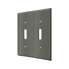 Deltana [SWP4761U15A] Solid Brass Wall Switch Plate Cover - Double Standard - Antique Nickel Finish