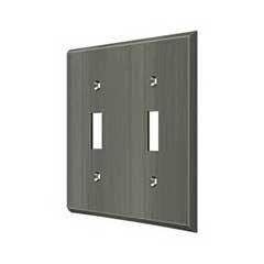 Deltana [SWP4761U15A] Solid Brass Wall Switch Plate Cover - Double Standard - Antique Nickel Finish