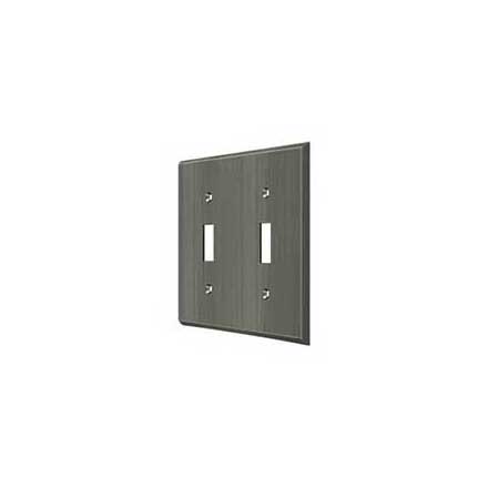 Deltana [SWP4761U15A] Solid Brass Wall Switch Plate Cover - Double Standard - Antique Nickel Finish