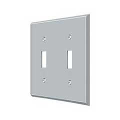 Deltana [SWP4761U26D] Solid Brass Wall Switch Plate Cover - Double Standard - Brushed Chrome Finish
