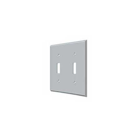 Deltana [SWP4761U26D] Solid Brass Wall Switch Plate Cover - Double Standard - Brushed Chrome Finish