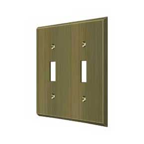 Deltana [SWP4761U5] Solid Brass Wall Switch Plate Cover - Double Standard - Antique Brass Finish