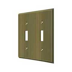 Deltana [SWP4761U5] Solid Brass Wall Switch Plate Cover - Double Standard - Antique Brass Finish