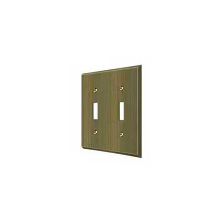 Deltana [SWP4761U5] Solid Brass Wall Switch Plate Cover - Double Standard - Antique Brass Finish