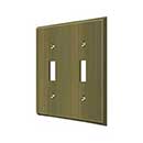 Deltana [SWP4761U5] Solid Brass Wall Switch Plate Cover - Double Standard - Antique Brass Finish