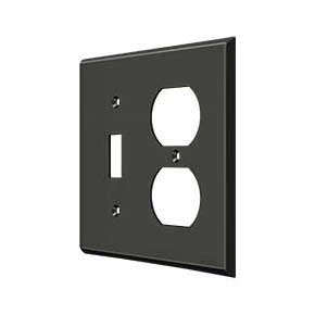 Deltana [SWP4762U10B] Solid Brass Wall Plug & Switch Plate Cover - Single Switch / Double Outlet - Oil Rubbed Bronze Finish