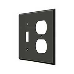 Deltana [SWP4762U10B] Solid Brass Wall Plug &amp; Switch Plate Cover - Single Switch / Double Outlet - Oil Rubbed Bronze Finish