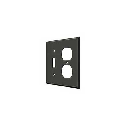 Deltana [SWP4762U10B] Solid Brass Wall Plug &amp; Switch Plate Cover - Single Switch / Double Outlet - Oil Rubbed Bronze Finish