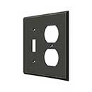 Deltana [SWP4762U10B] Solid Brass Wall Plug & Switch Plate Cover - Single Switch / Double Outlet - Oil Rubbed Bronze Finish