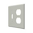 Deltana [SWP4762U15] Solid Brass Wall Plug &amp; Switch Plate Cover - Single Switch / Double Outlet - Brushed Nickel Finish