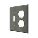 Deltana [SWP4762U15A] Solid Brass Wall Plug &amp; Switch Plate Cover - Single Switch / Double Outlet - Antique Nickel Finish