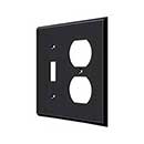 Deltana [SWP4762U19] Solid Brass Wall Plug & Switch Plate Cover - Single Switch / Double Outlet - Paint Black Finish