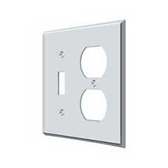 Deltana [SWP4762U26] Solid Brass Wall Plug &amp; Switch Plate Cover - Single Switch / Double Outlet - Polished Chrome Finish