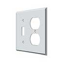 Deltana [SWP4762U26] Solid Brass Wall Plug & Switch Plate Cover - Single Switch / Double Outlet - Polished Chrome Finish