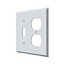 Deltana [SWP4762U26] Solid Brass Wall Plug &amp; Switch Plate Cover - Single Switch / Double Outlet - Polished Chrome Finish