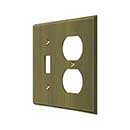 Deltana [SWP4762U5] Solid Brass Wall Plug & Switch Plate Cover - Single Switch / Double Outlet - Antique Brass Finish