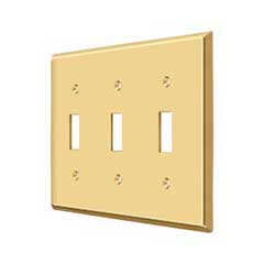 Deltana [SWP4763CR003] Solid Brass Wall Switch Plate Cover - Triple Standard - Polished Brass (PVD) Finish