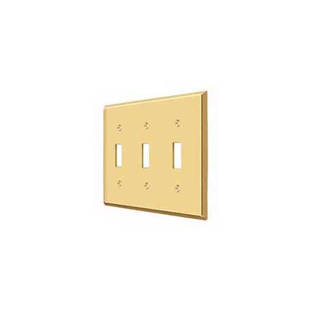 Deltana [SWP4763CR003] Solid Brass Wall Switch Plate Cover - Triple Standard - Polished Brass (PVD) Finish