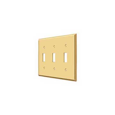 Deltana [SWP4763CR003] Solid Brass Wall Switch Plate Cover - Triple Standard - Polished Brass (PVD) Finish