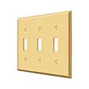 Deltana [SWP4763CR003] Solid Brass Wall Switch Plate Cover - Triple Standard - Polished Brass (PVD) Finish