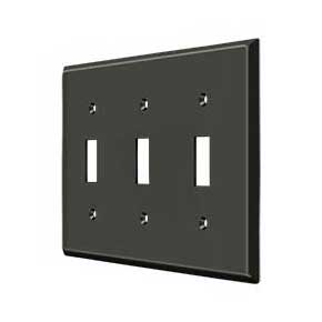 Deltana [SWP4763U10B] Solid Brass Wall Switch Plate Cover - Triple Standard - Oil Rubbed Bronze Finish