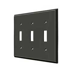 Deltana [SWP4763U10B] Solid Brass Wall Switch Plate Cover - Triple Standard - Oil Rubbed Bronze Finish