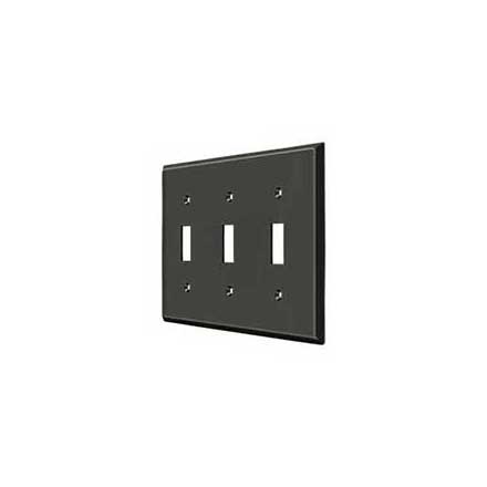Deltana [SWP4763U10B] Solid Brass Wall Switch Plate Cover - Triple Standard - Oil Rubbed Bronze Finish