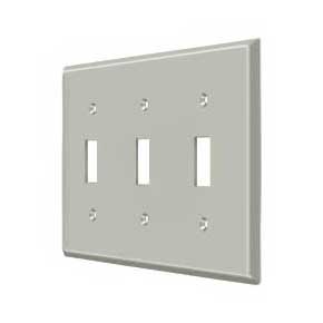 Deltana [SWP4763U15] Solid Brass Wall Switch Plate Cover - Triple Standard - Brushed Nickel Finish