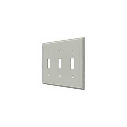 Deltana [SWP4763U15] Solid Brass Wall Switch Plate Cover - Triple Standard - Brushed Nickel Finish