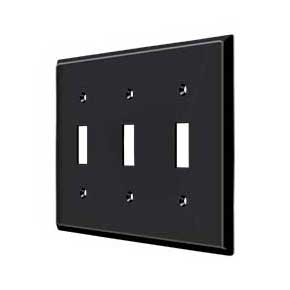 Deltana [SWP4763U19] Solid Brass Wall Switch Plate Cover - Triple Standard - Paint Black Finish