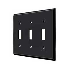 Deltana [SWP4763U19] Solid Brass Wall Switch Plate Cover - Triple Standard - Paint Black Finish