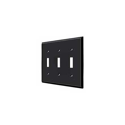 Deltana [SWP4763U19] Solid Brass Wall Switch Plate Cover - Triple Standard - Paint Black Finish