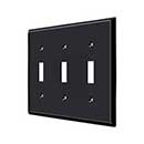 Deltana [SWP4763U19] Solid Brass Wall Switch Plate Cover - Triple Standard - Paint Black Finish