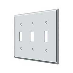 Deltana [SWP4763U26] Solid Brass Wall Switch Plate Cover - Triple Standard - Polished Chrome Finish