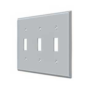 Deltana [SWP4763U26D] Solid Brass Wall Switch Plate Cover - Triple Standard - Brushed Chrome Finish