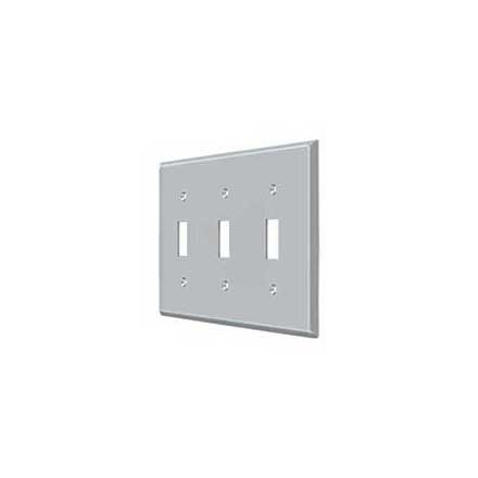 Deltana [SWP4763U26D] Solid Brass Wall Switch Plate Cover - Triple Standard - Brushed Chrome Finish
